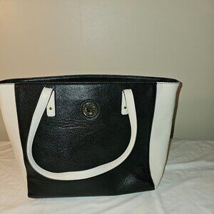 Anne Klein Black & White Faux Leather Tote